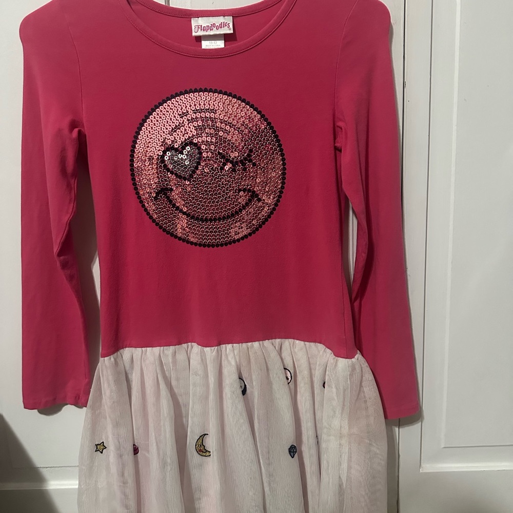 Flapdoodles Pink Dress with Sequin Detail